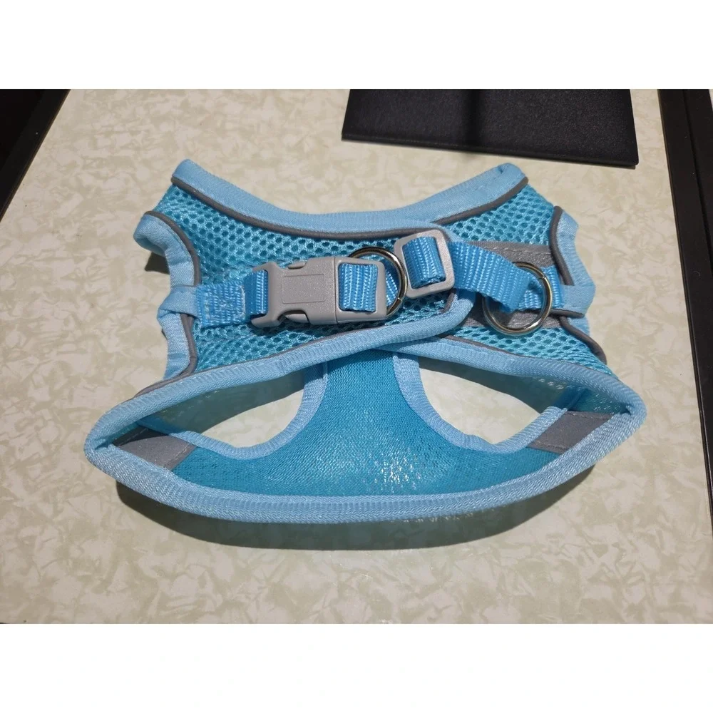 X-Small Blue & Grey Dog Harness W/leash